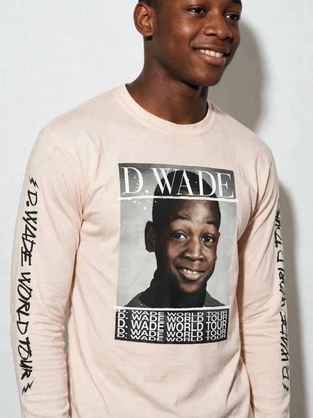 Dwayne Wade Pink Long Sleeve Graphic Shirt